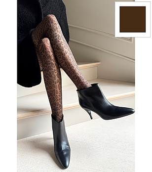 Кафяв дамски чорапогащник с леопардов десен LEOPARDO 20 DEN снимка