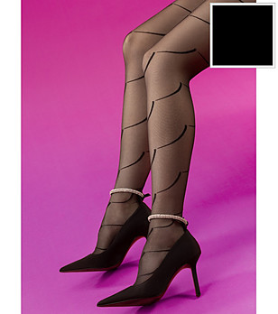 Черен фигурален чорапогащник 15 DEN BLACK SWAN снимка