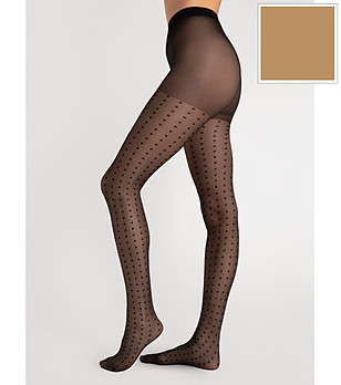 Телесен фигурален чорапогащник на точки 15 DEN CHARLIZE снимка