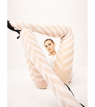 Бял фигурален чорапогащник 15 DEN DISTINCT снимка