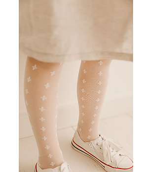 Бял детски фигурален чорапогащник 15 DEN FLOWY снимка