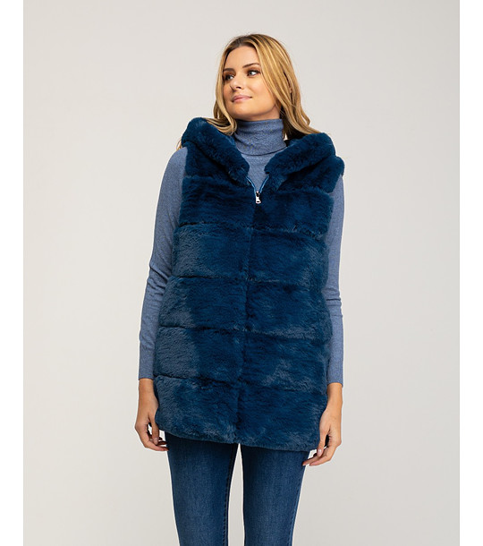 Син пухкав дамски елек снимка