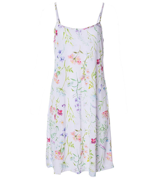 Бяла нощница с флорален принт  снимка