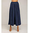 Дамски памучен тъмносин широк пола-панталон -1 снимка