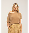 Бежов дамски oversize пуловер-0 снимка