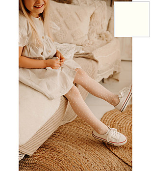 Детски чорапогащник в екрю с десен сърца 15 DEN HEARTY снимка