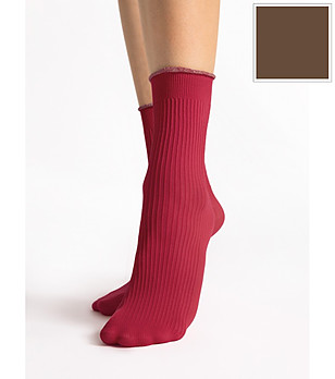 Кафяви чорапи 40 DEN SASSY с лъскав завършек снимка