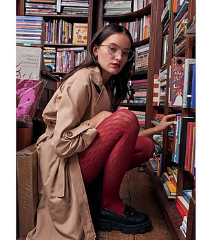 Фигурален чорапогащник в червен нюанс 40 DEN STEREO снимка