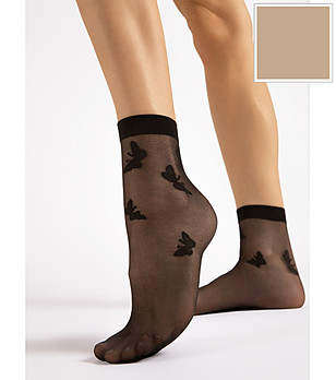 Чорапи 15 DEN SUMMER в телесен цвят с пеперуди снимка