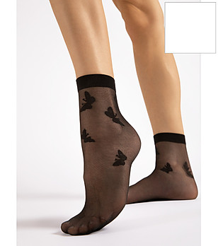 Бели чорапи 15 DEN с фигурален мотив SUMMER снимка