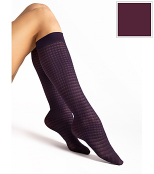 Тъмнолилави фигурални чорапи до коляното 40 DEN TWILLA снимка