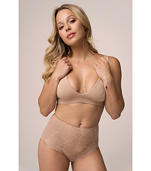 Бежови моделиращи памучни бикини с висока талия Molly снимка