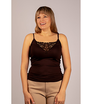 Кафяв топ с дантела Coco снимка