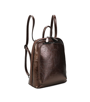 Кафяв дамска раница с цип снимка