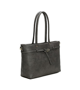 Дамска чанта в сиво с дълги дръжки снимка