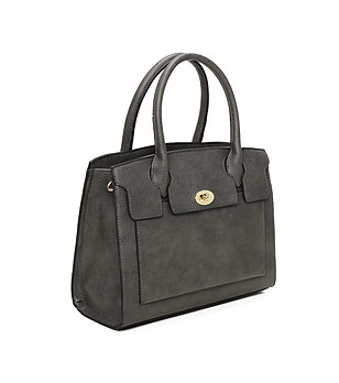 Дамска правоъгълна чанта в сиво  снимка