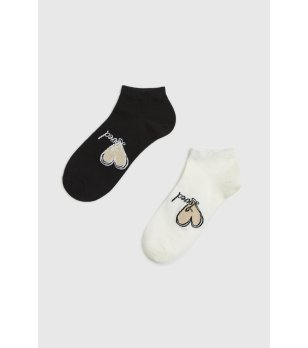 Комплект дамски къси чорапи с принт сърце снимка
