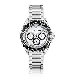 Мъжки сребрист часовник с бял циферблат  снимка