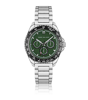 Мъжки сребрист часовник с матово зелeн циферблат снимка