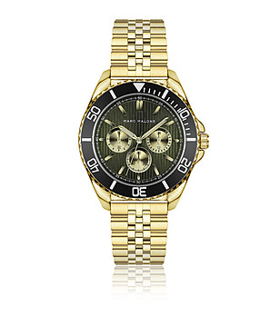 Мъжки златист часовник със зелен циферблат снимка