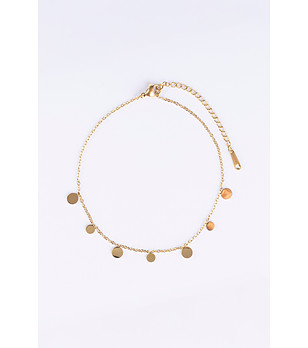 Позлатена дамска гривна за глезен с кръгли елементи снимка