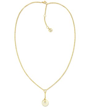 Златисто дамско колие с кръгла висулка снимка