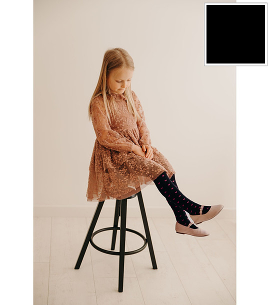 Детски черен чорапогащник на точки 40 DEN ROSY снимка