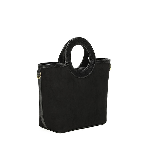 Черна дамска чанта с кръгли дръжки снимка