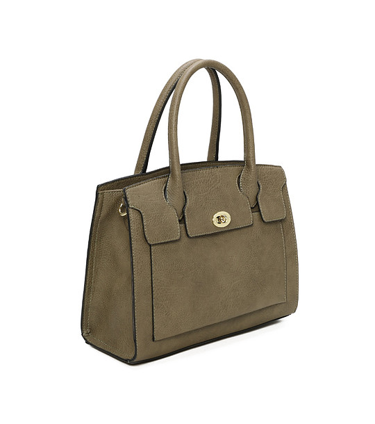 Дамска правоъгълна чанта в цвят каки   снимка