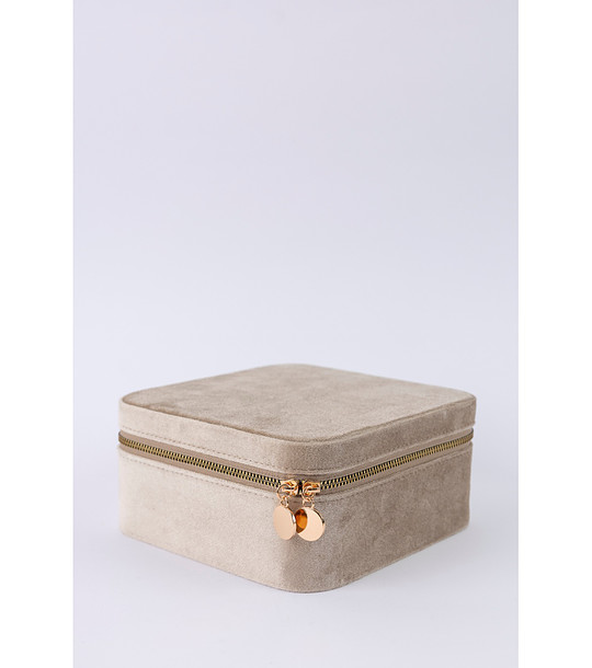 Кутия за бижута от светлокафяв велур BOX снимка