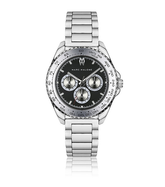 Мъжки сребрист  часовник с черен циферблат снимка