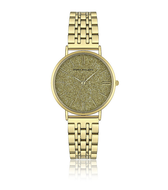 Дамски златист кварцов часовник с метална верижка снимка