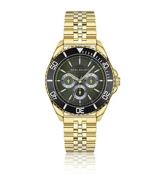 Мъжки златист часовник с тъмнозелен циферблат снимка