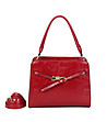 Дамска чанта в червено с декоративна катарама-2 снимка