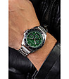 Мъжки сребрист часовник с матово зелeн циферблат-1 снимка