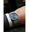 Мъжки сребрист кварцов часовник с небесносин циферблат-1 снимка