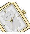 Дамски двуцветен кварцов часовник в златисто и сребристо с правоъгълен корпус-2 снимка