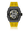 Мъжки черен автоматичен часовник с жълта силиконова каишка Walter Bach-0 снимка