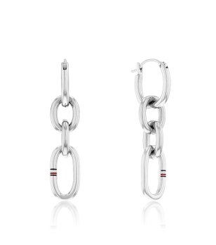 Сребристи обеци с овални халки снимка