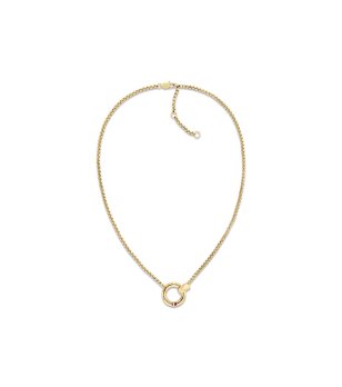 Дамско златисто колие с кръгла висулка снимка