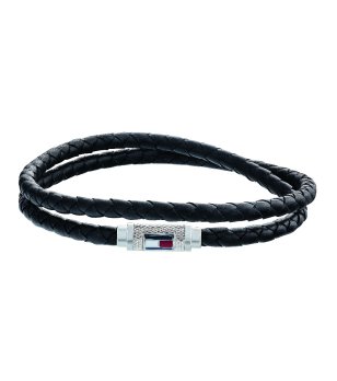 Мъжка черна кожена гривна с магнитно закопчаване Tommy Hilfiger снимка