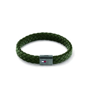 Мъжка зелена кожена гривна с магнитно закопчаване Tommy Hilfiger снимка