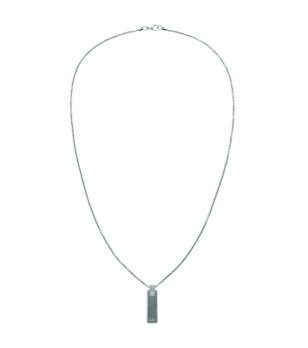 Мъжко сребристо колие с правоъгълба висулка снимка