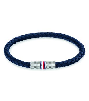 Мъжка тъмносиня кожена гривна с магнитно закопчаване Tommy Hilfiger снимка