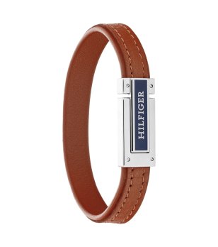 Кафява кожена мъжка гривна с магнитно закопчаване Tommy Hilfiger снимка