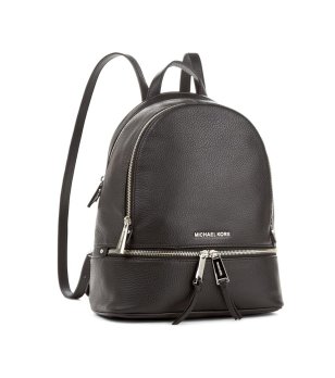 Дамска черна кожена раница RHEA ZIP  снимка