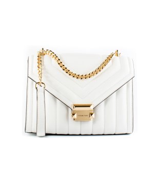 Бяла дамска чанта от кожа WHITNEY снимка