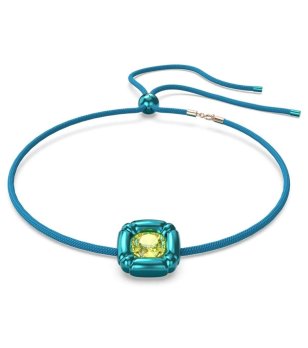 Дамска синя текстилна гривна със зелен кристал Swarovski Dulcis снимка