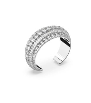 Сребриста дамска твърда гривна с кристали Hyperbola снимка