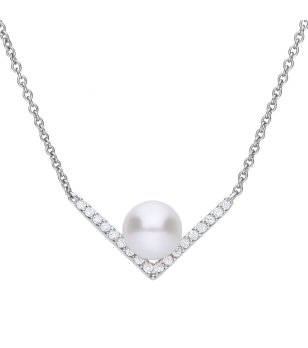 Сребърно колие с перла и цирконий Diamonfire снимка